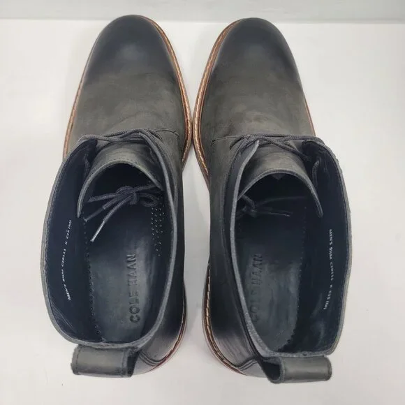 Cole Haan Colton Men's Black & Grey Leather Chukka Boots C20111 US Size 9.5M - Picture 5 of 8